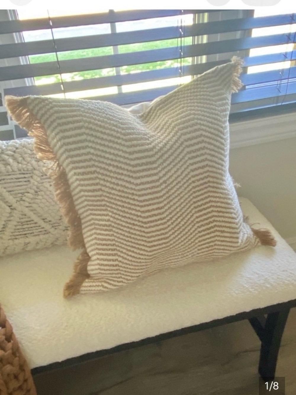Bouclair Chevron Fringe Throw Pillow